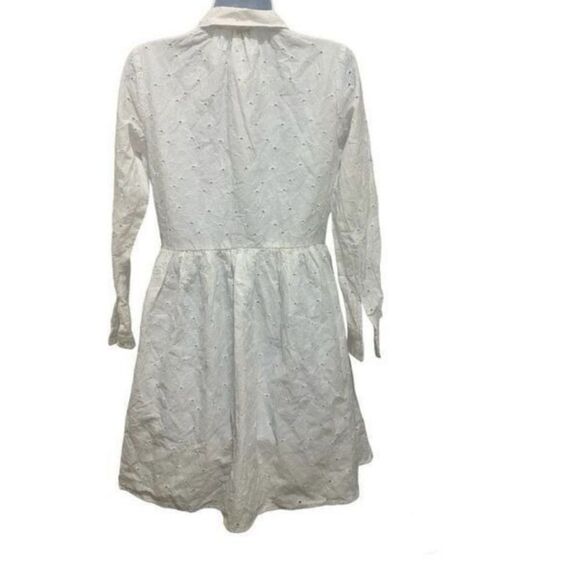 J. Crew Eyelet Mini Long Sleeve Collared Shirtdress in Summer White Size 0 - Picture 6 of 6